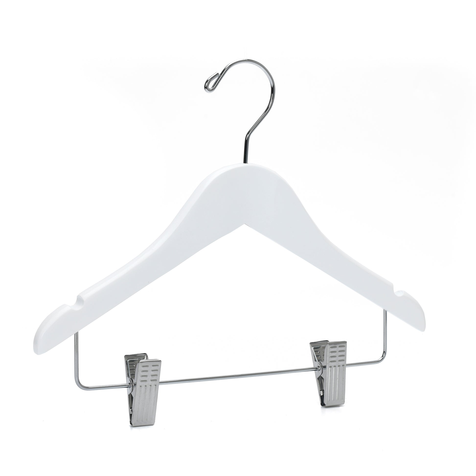 WK42 - 12" Kids Wooden Skirt Hanger, White - 80 (Retail Packed)