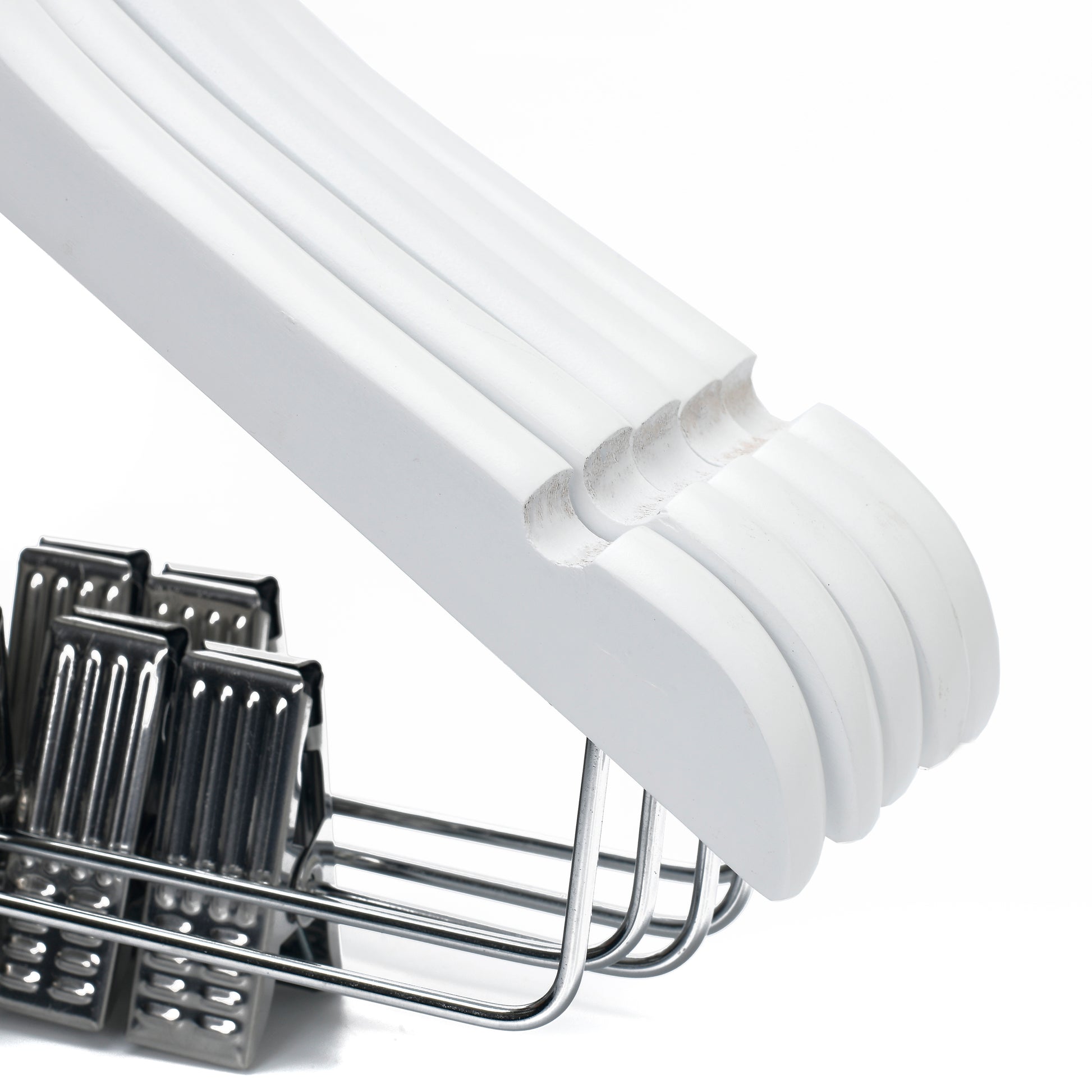 WK42 - 12" Kids Wooden Skirt Hanger, White - 80 (Retail Packed)