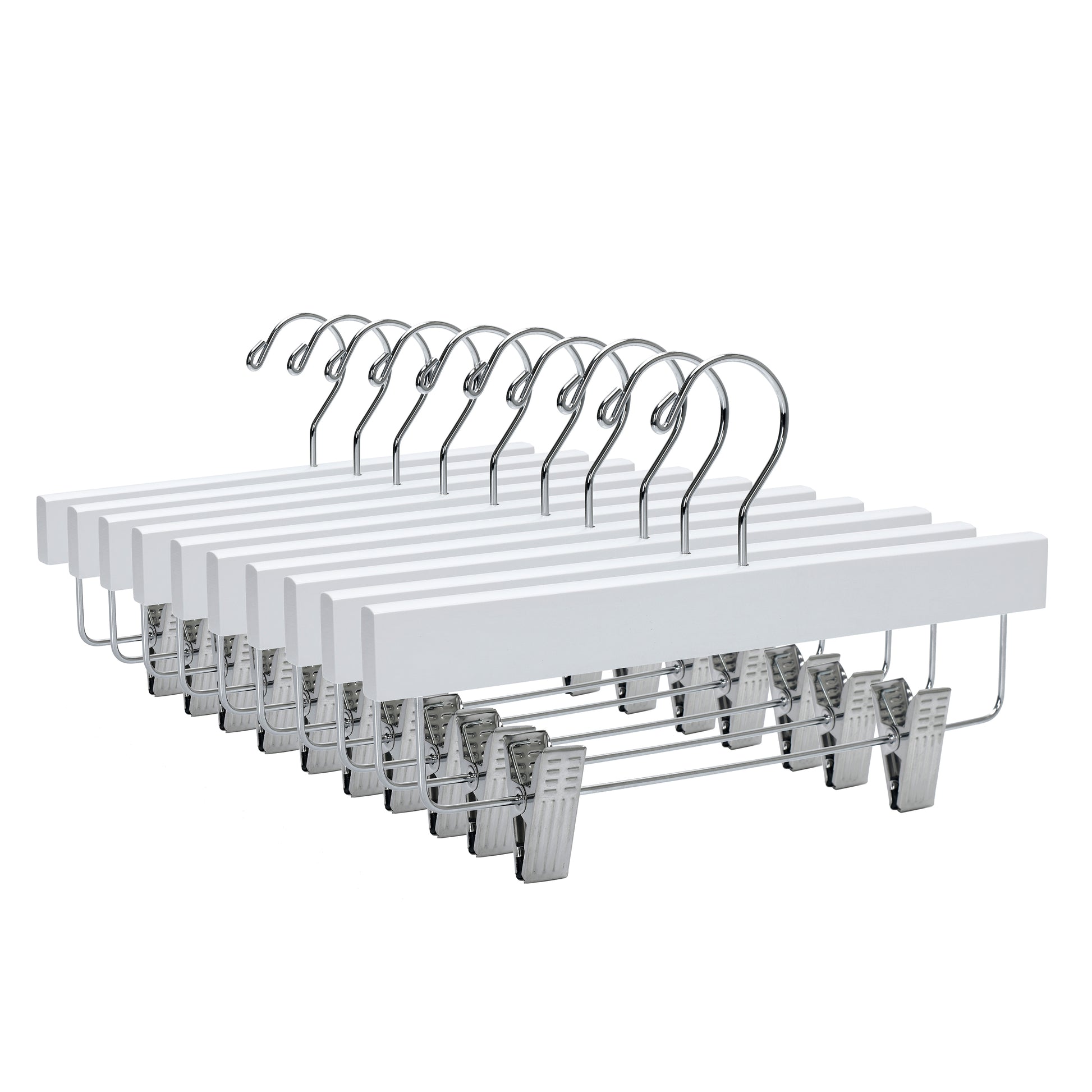 WK43 - Straight Wooden Hanger, 11" White, Junior and Kids Size  - 120