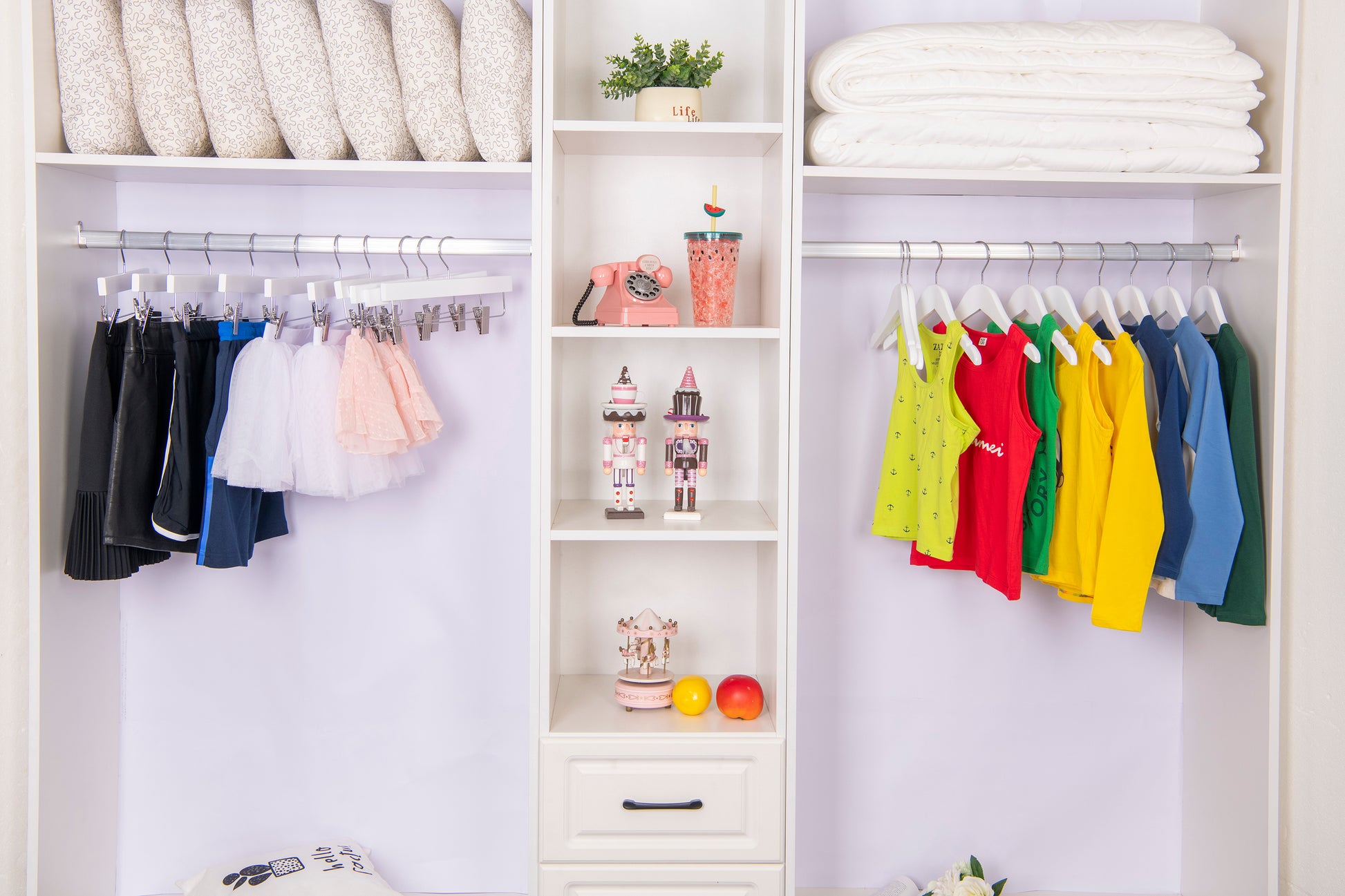 WK43 - Straight Wooden Hanger, 11" White, Junior and Kids Size  - 120