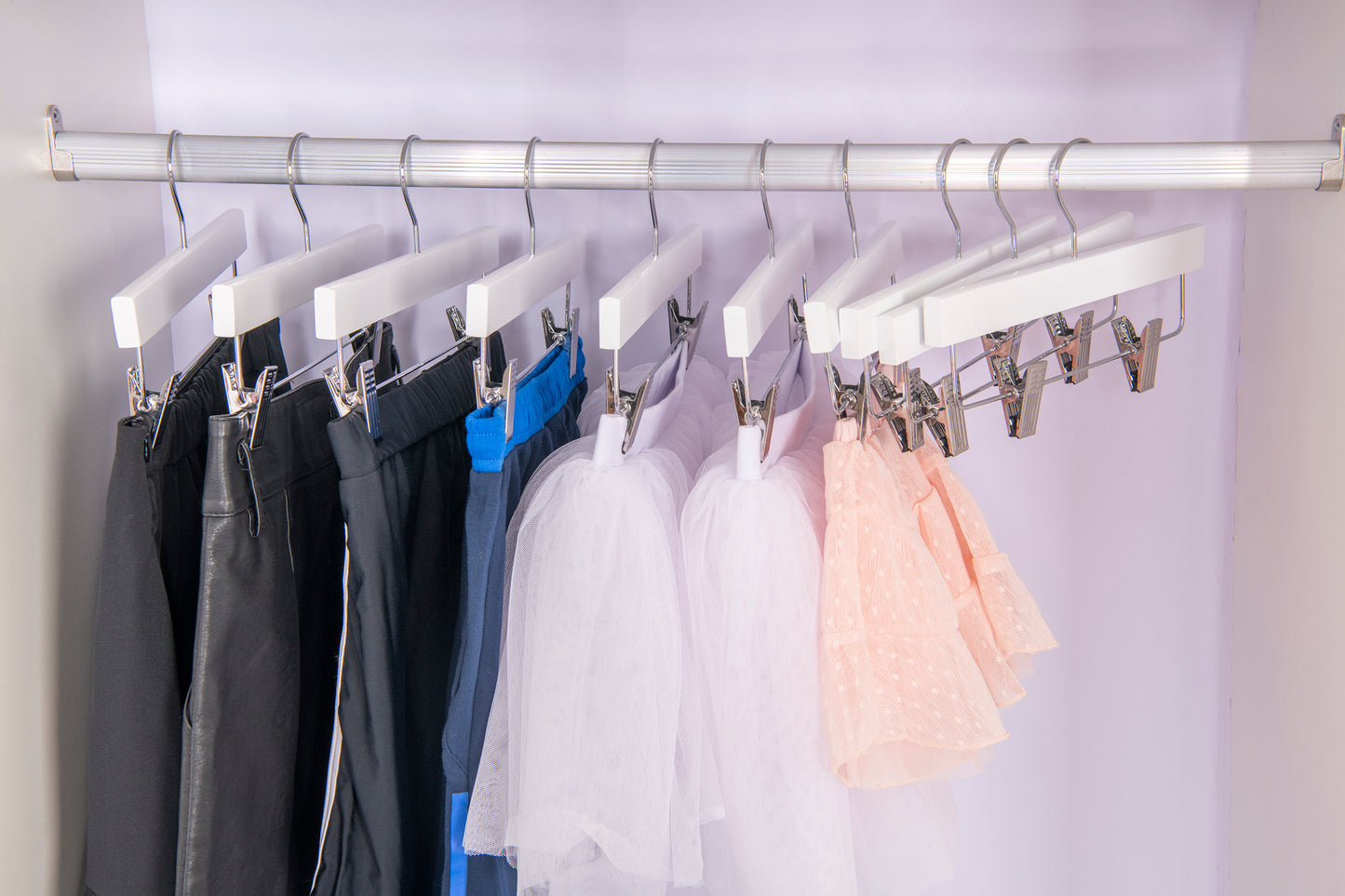 WK43 - Straight Wooden Hanger, 11" White, Junior and Kids Size  - 120