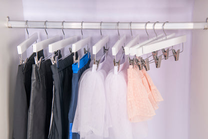 WK43 - Straight Wooden Hanger, 11" White, Junior and Kids Size  - 120