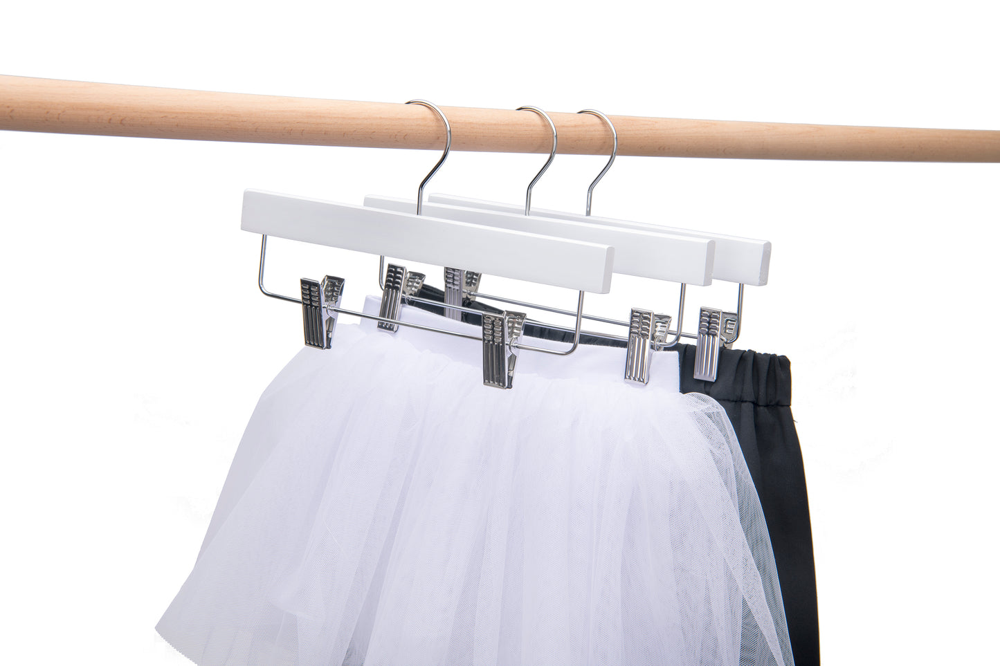 WK43 - Straight Wooden Hanger, 11" White, Junior and Kids Size  - 120