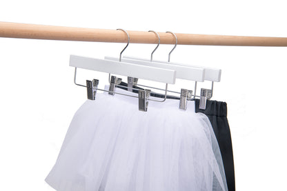 WK43 - Straight Wooden Hanger, 11" White, Junior and Kids Size  - 120