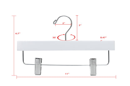 WK43 - Straight Wooden Hanger, 11" White, Junior and Kids Size  - 120