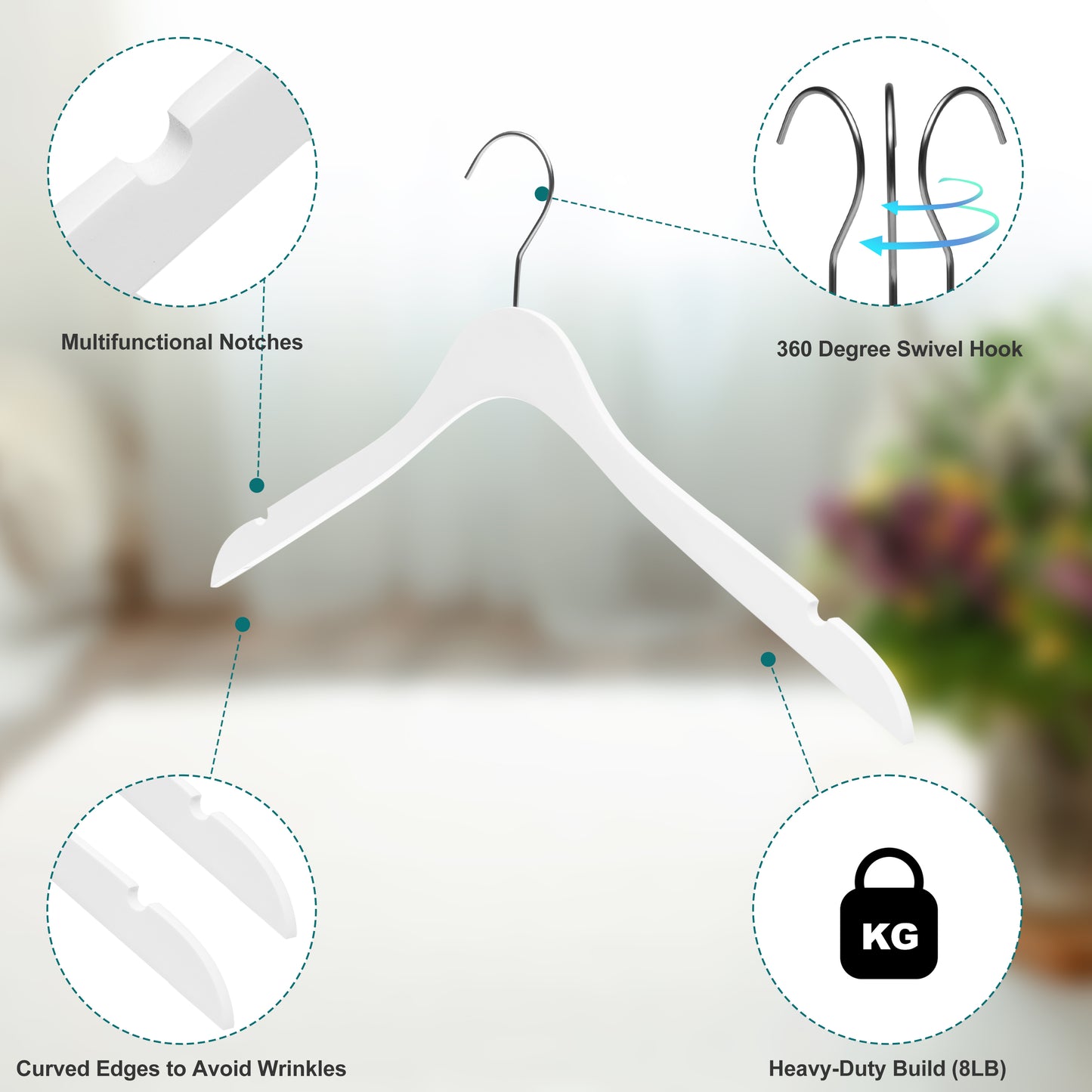 WS71 - Ultra Slim Suit Coat Hangers White - 100 Hangers