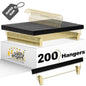 WS72-BK - Ultra Slim Skirt Pant Hangers + Clips, Black with Gold clips - 200 Pcs