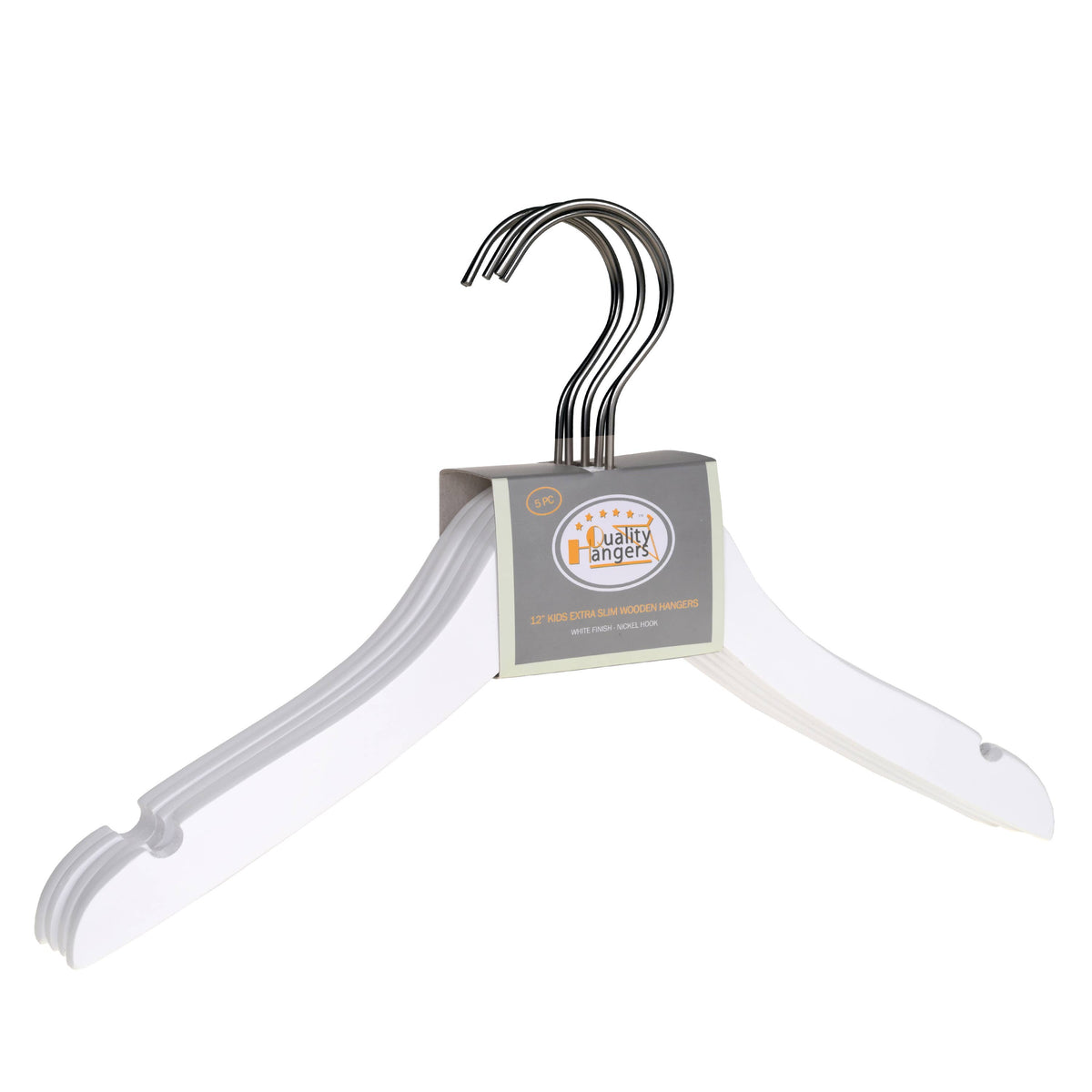 WSK71-WT – Kids Ultra-Slim Wooden Hanger – 12" – White