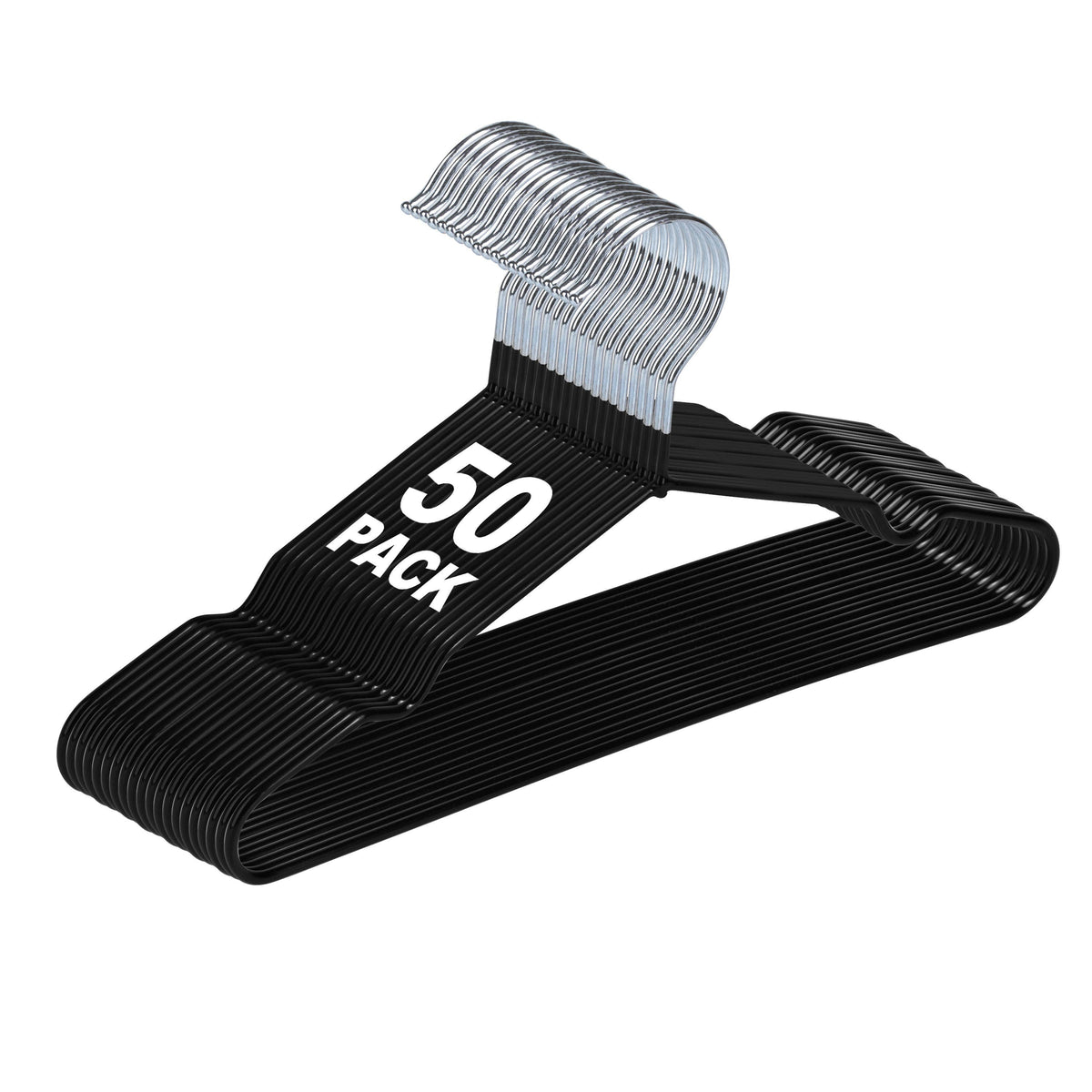 PVC31 – Non-Slip PVC-Coated Metal Shirt Hanger with Notches – 16" – Black / White / Gray