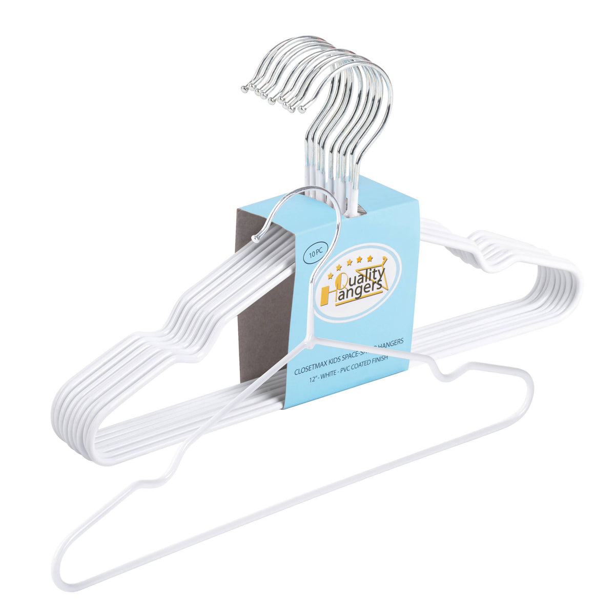 PVC41 – Kids Non-Slip PVC-Coated Metal Shirt Hanger with Notches – 12" – Black / White / Gray