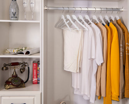 WS70 - Ultra Slim Suit Hangers with Pant Bar White - 100 Pcs