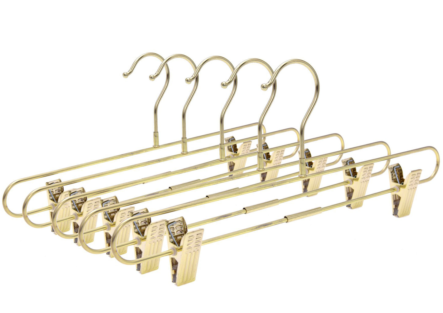 M073 - Gold Straight Hangers Heavy Duty with Clips - 100 Pcs