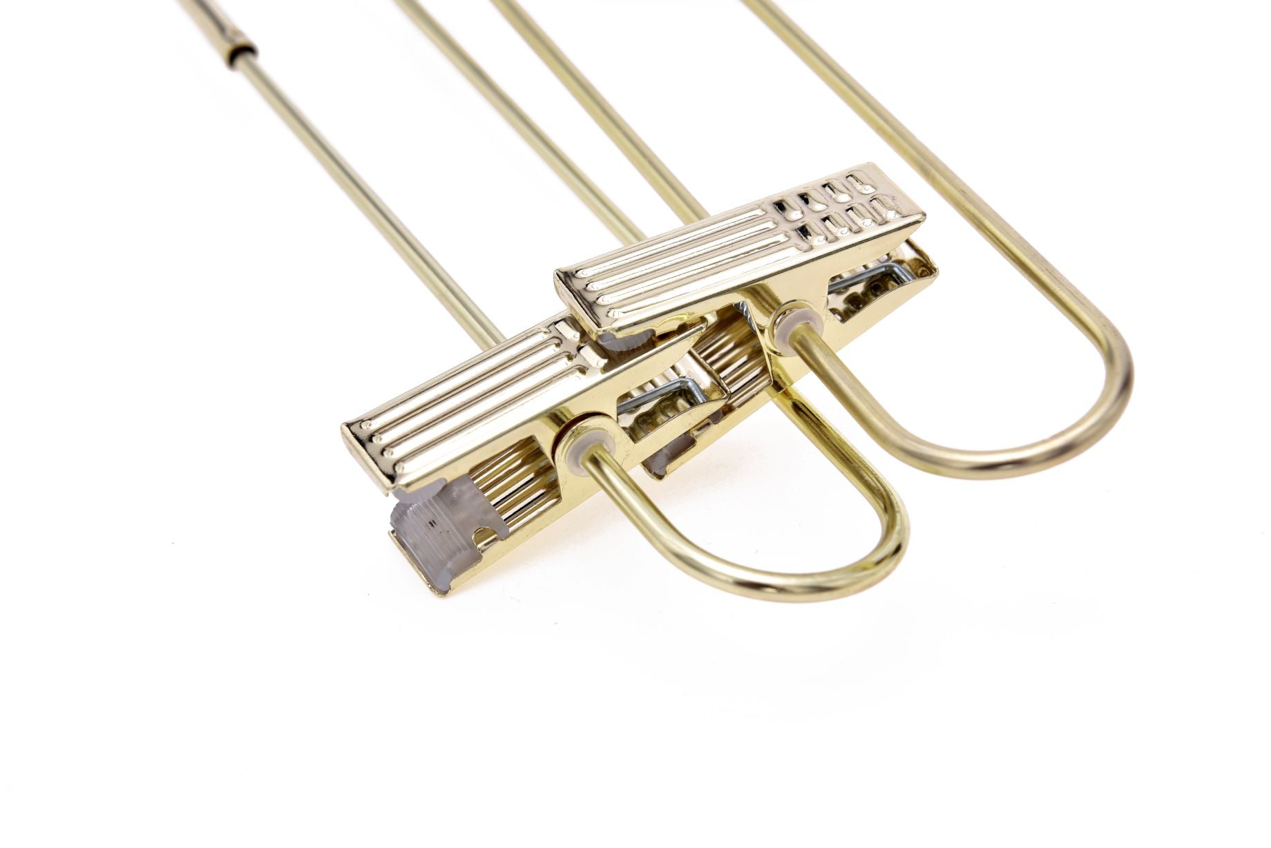 M073 - Gold Straight Hangers Heavy Duty with Clips - 100 Pcs