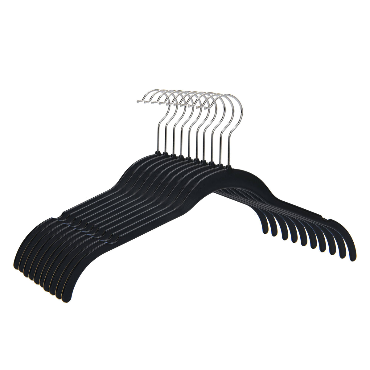 PL060 – Barless Space-Saving Plastic Shirt Hanger – 16.6" – White / Gray