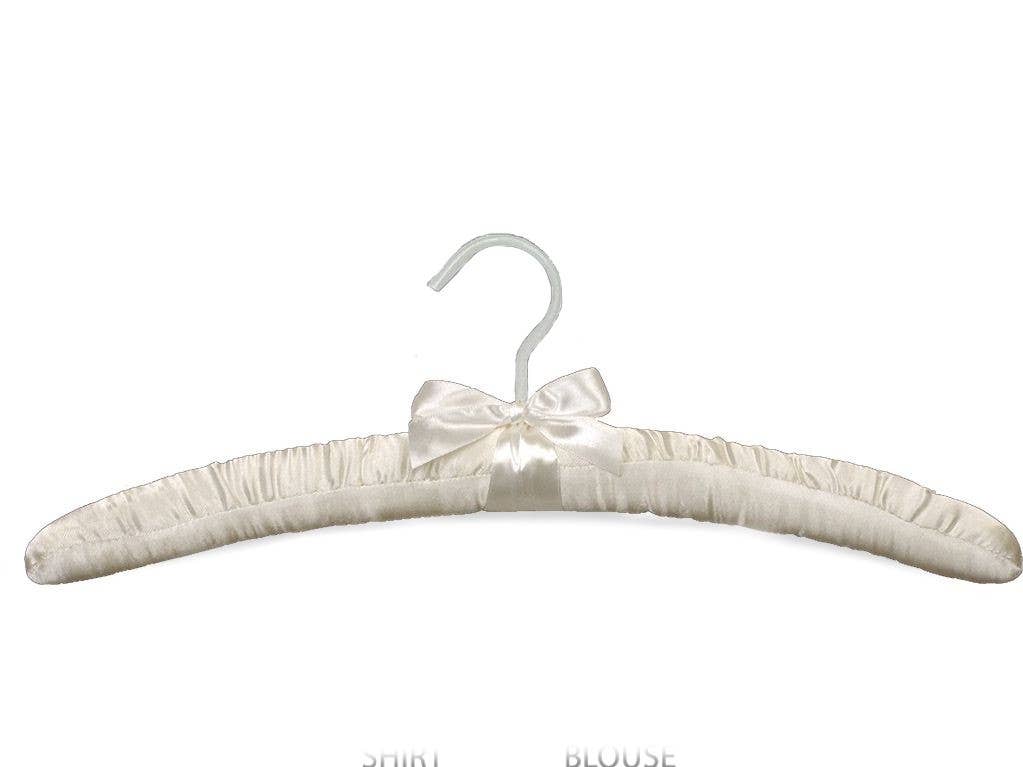 3770 – Satin Padded Hanger – 15.75" – Ivory / White / Black