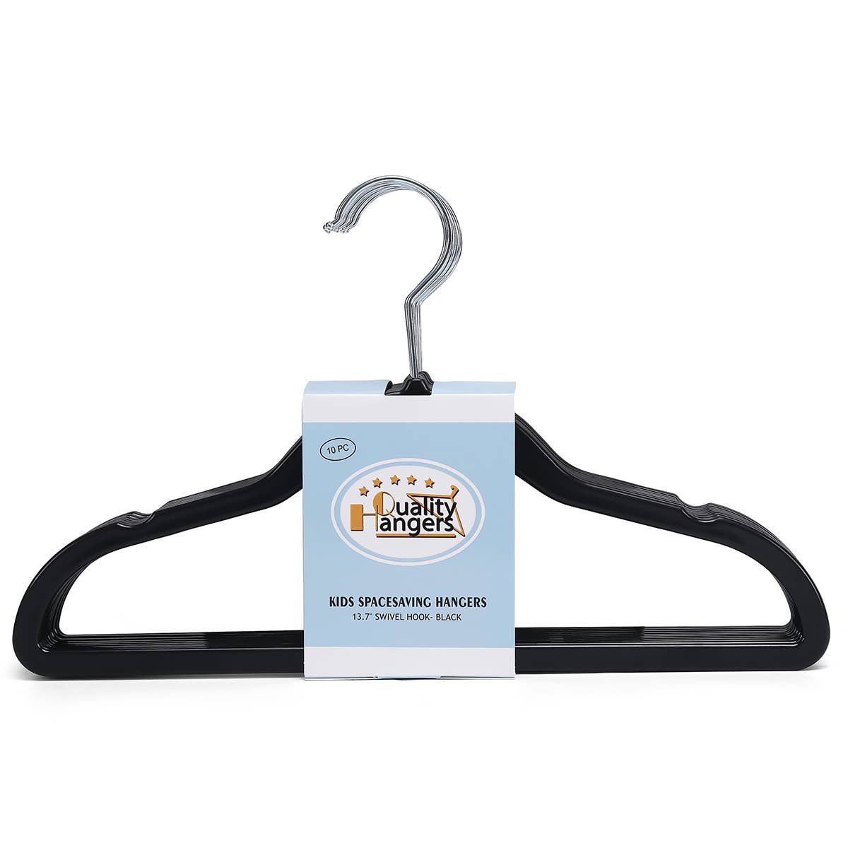 P415-BK – Kids Slim ABS Plastic Shirt Hanger – 13.7" – Black