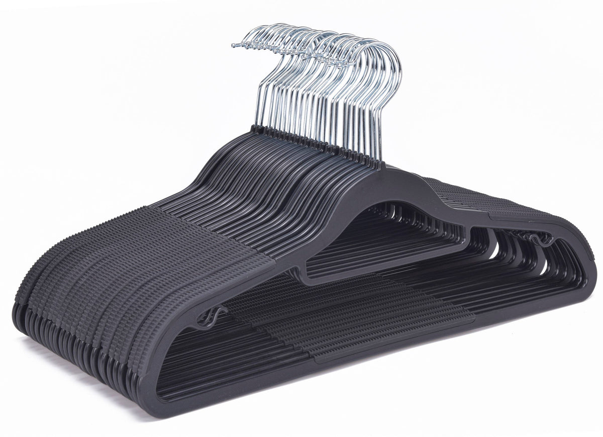 PL201 – Space-Saving Plastic Shirt Hanger with Non-Slip Grips – 16.5" – Black