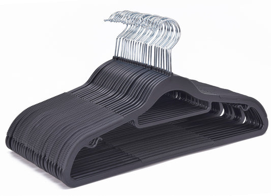 PL201 – Space-Saving Plastic Shirt Hanger with Non-Slip Grips – 16.5" – Black