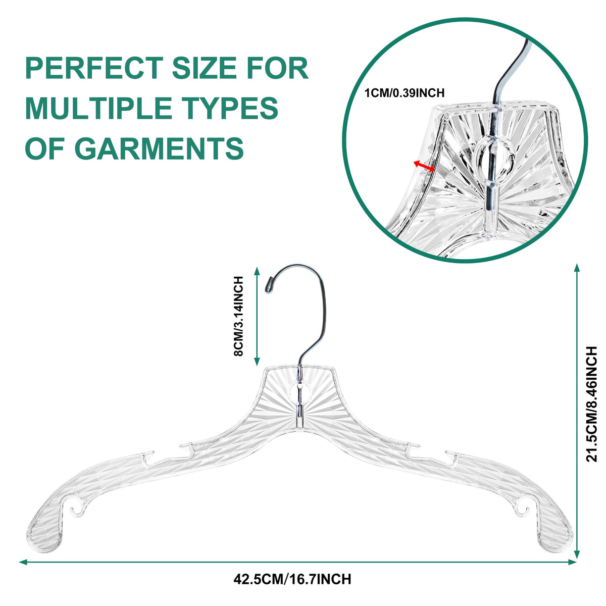P5510 crystal clear plastic shirt hanger