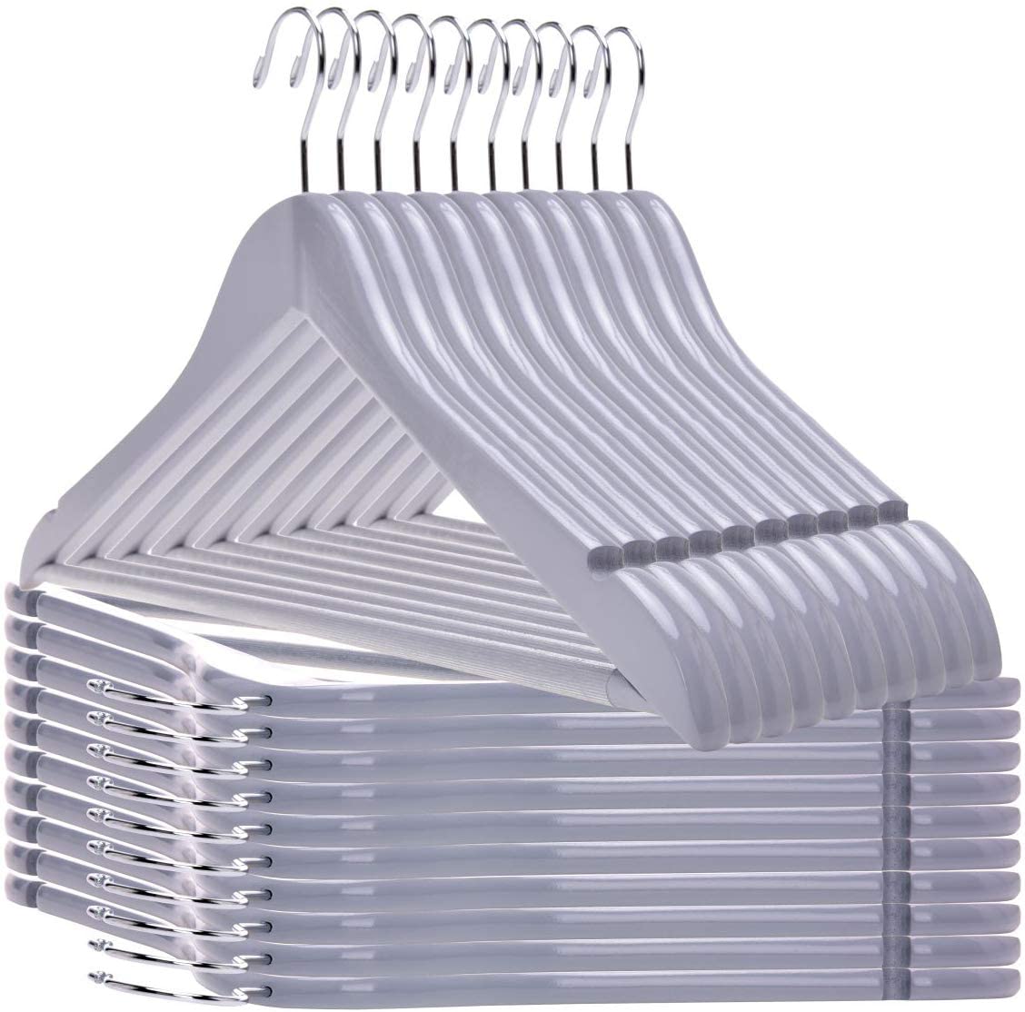 W060 - Semi Curved Wooden Hangers, 17.5" Light Gray -90