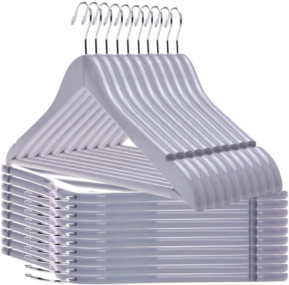 W060 - Semi Curved Wooden Hangers, 17.5" Light Gray -90